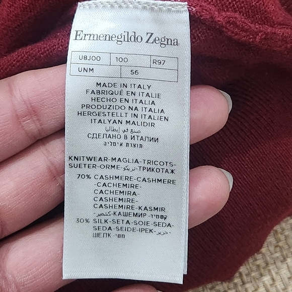 Ermenegildo Zegna Men’s Sweater V Neck Pull Over Cashmere/Silk Knit Size 2XL/56 - Picture 7 of 8